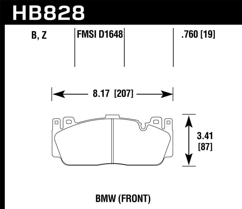 Hawk Performance — Hawk 12-17 BMW M6 / 14-17 BMW M6 Gran Coupe / 13-16 BMW M5 HPS 5.0 Front Brake Pads
Disc Brake Pad - view 2