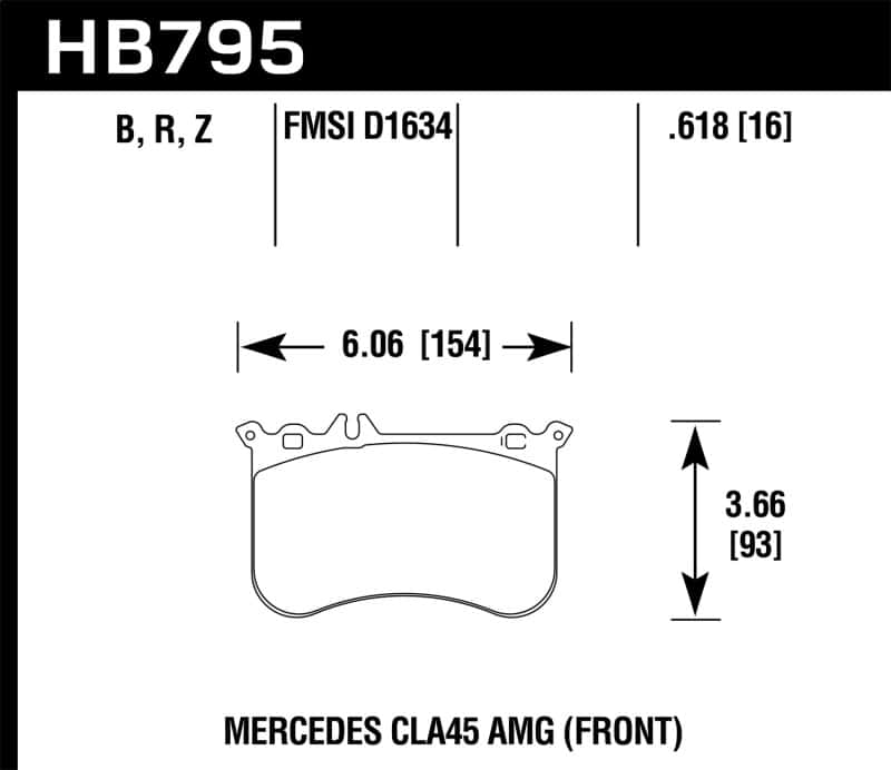 Hawk Performance — Hawk 14-17 Mercedes-Benz CLA 45 AMG/15-17 Mercedes-Benz GLA 45 AMG HPS 5.0 Front Brake Pads
Disc Brake Pad - view 1