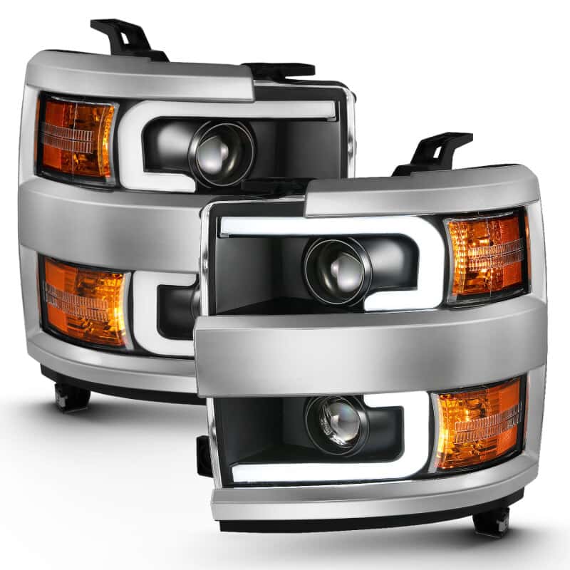 ANZO — ANZO 2015-2016 Chevrolet Silverado Projector Headlights w/ Plank Style Design Black w/ Amber
Head Light Set
HdLtSet - view 2
