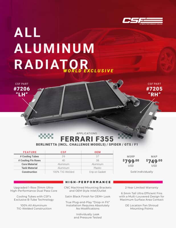 CSF — CSF Ferrari F355 High Performance All-Aluminum Radiator - Left
CSF Radiator LH - view 9