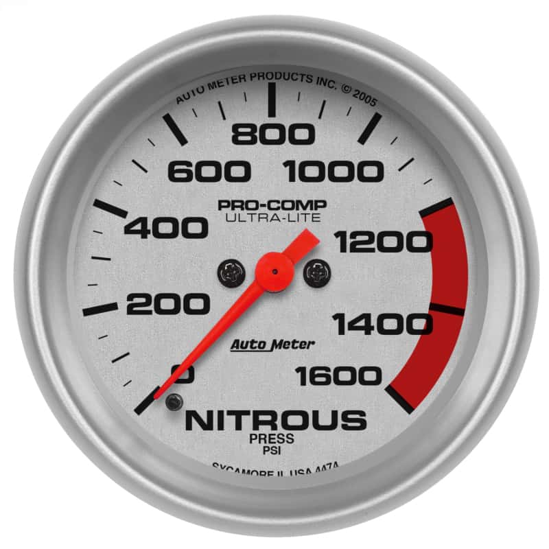 AutoMeter — Autometer Ultra-Lite 2-5/8in 1600PSI Nitrous Pressure Gage
2-5/8" NITROUS, 0-16 - view 1