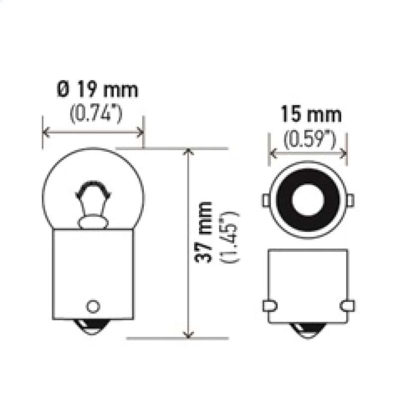 Hella — Hella Bulb 5008 12V 10W Ba15S B6 Sb
5008SB Incan Bulb - view 2