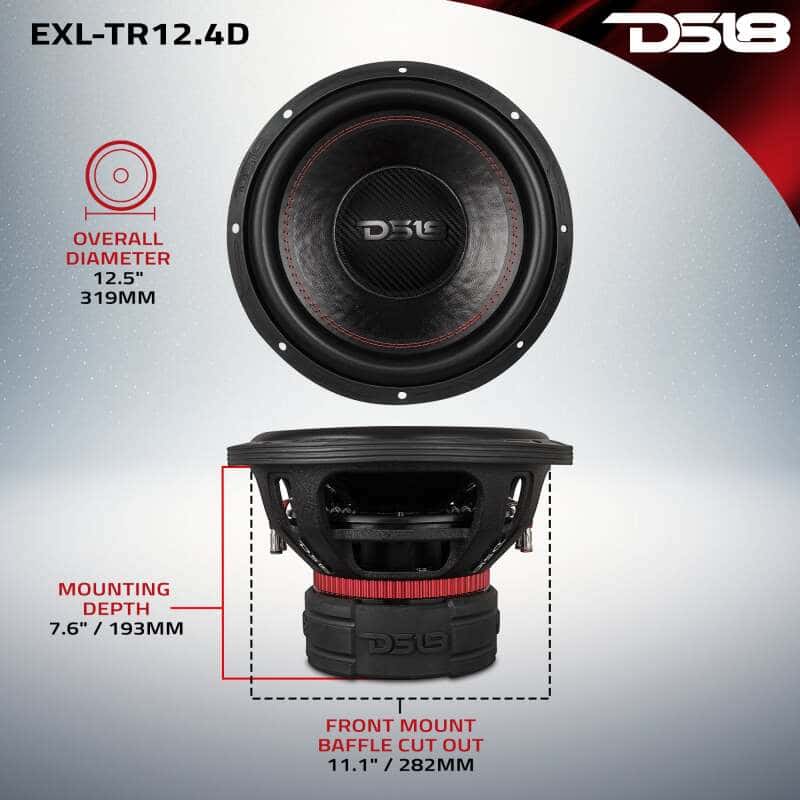 DS18 — DS18 12in 1500 Watts RMS 4+4 ohm DVC Quad Stacked Magnet Reinforced Cone Subwoofers - view 3