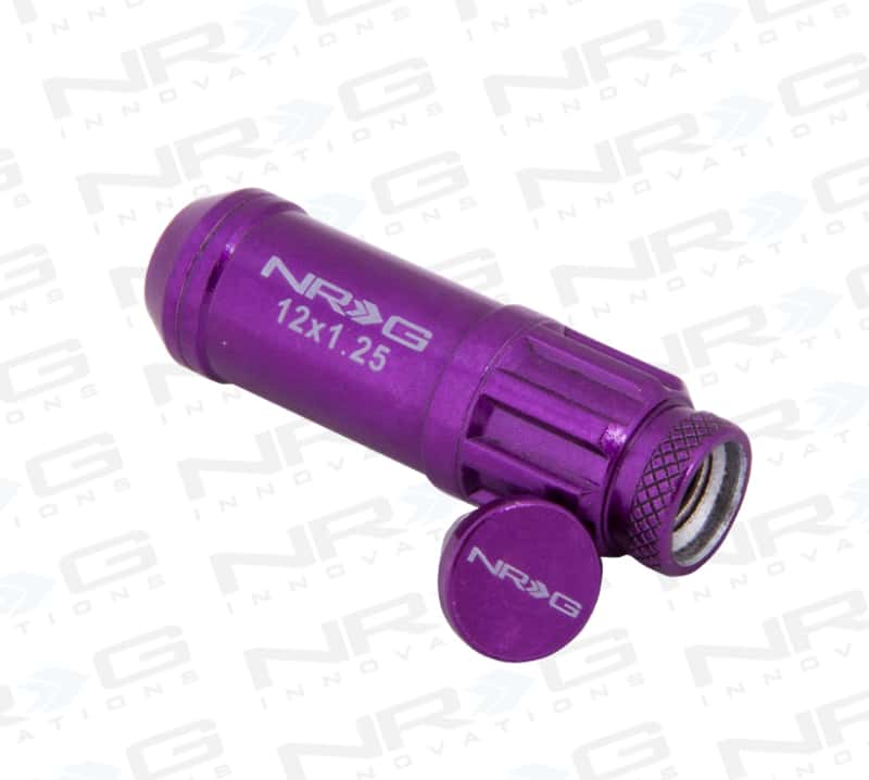 NRG — NRG 700 Series M12 X 1.25 Steel Lug Nut w/Dust Cap Cover Set 21 Pc w/Locks & Lock Socket - Purple - view 7