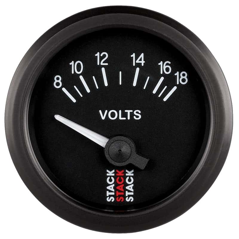 AutoMeter — Autometer Stack Instruments 52mm 8-18V Electric Battery Voltage Gauge - Black
Ga Volt Elec Blk 18v - view 1