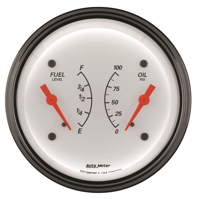 AutoMeter — AutoMeter Gauge Dual Fuel & Oilp 3-3/8in. 0 Ohm(e) to 90 Ohm(f)& 100PSI Elec Arctic White
GA 3.4" OIL/FU 90 AW - view 4
