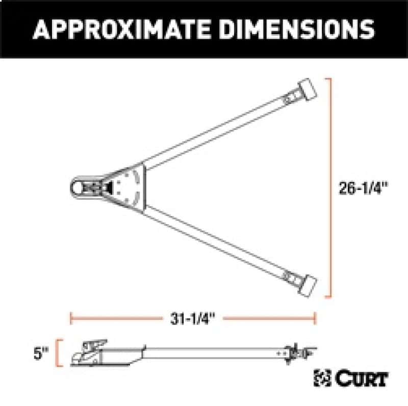 RockJock — RockJock Curt Tow Bar with Adjustable Width Arms Car Mount 2in Ball 5000lbs - view 4