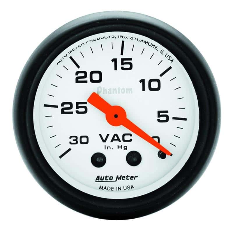 AutoMeter — Autometer Phantom 52mm 30 in. HG. Mechanical Vacuum Gauge
2" VACUUM, 30" HG - view 2