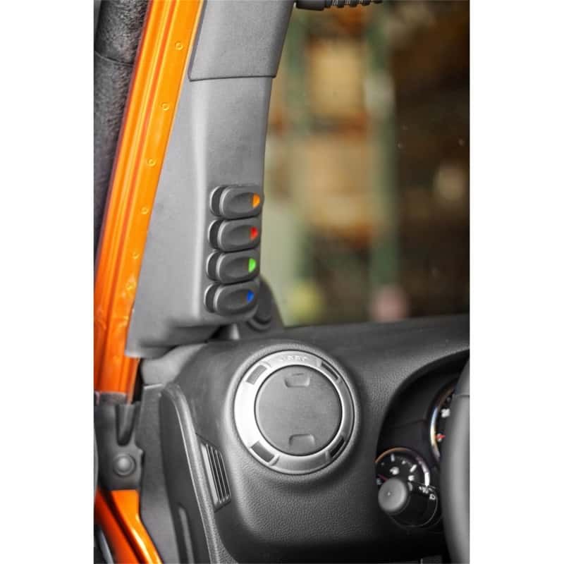 Rugged Ridge — Rugged Ridge A-Pillar 4 Switch Pod Kit Black LHD 11-18 JK
RkrSwitchandCoverSet
OFFROAD_INTERIOR - view 3