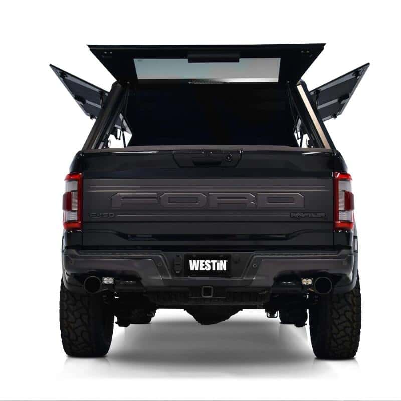 Westin — Westin EXP Truck Cap COMPLETE KIT A + BS (21-25 Ford F-150/Lightning/Raptor CC 5.5ft. Bed) - Black - view 7