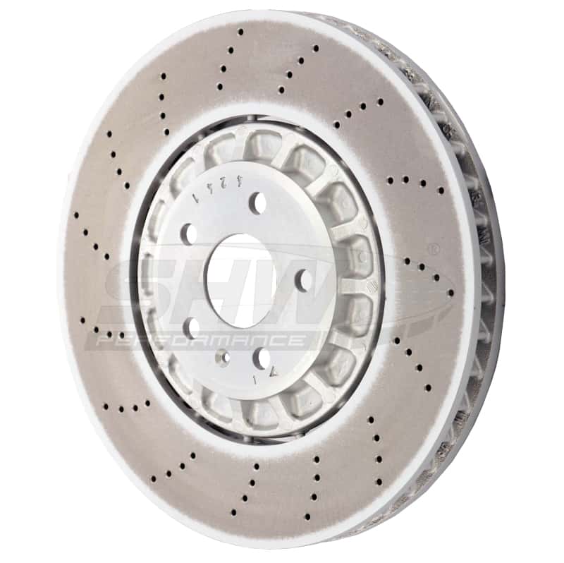 SHW Performance — SHW 2022 Audi RS3 2.5L Front Cross-Drilled Lightweight Brake Rotor (4M0615301BJ) - view 2