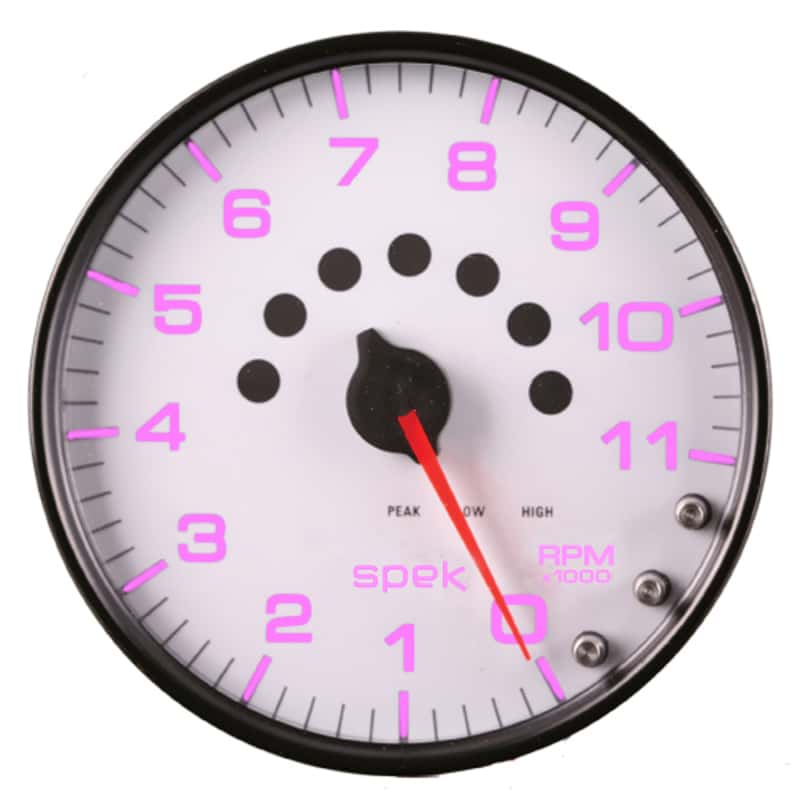 AutoMeter — Autometer Spek-Pro Gauge Tachometer 5in 11K Rpm W/Shift Light & Peak Mem White/Black
GA 5" 11KRPM WCB SPK - view 13