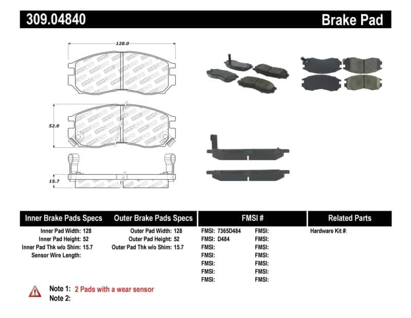 Stoptech — StopTech Performance 4/89-99 Mitsubishi Eclipse GST Front Brake Pads
Sprt Brk Pad W/Hdwr - view 1