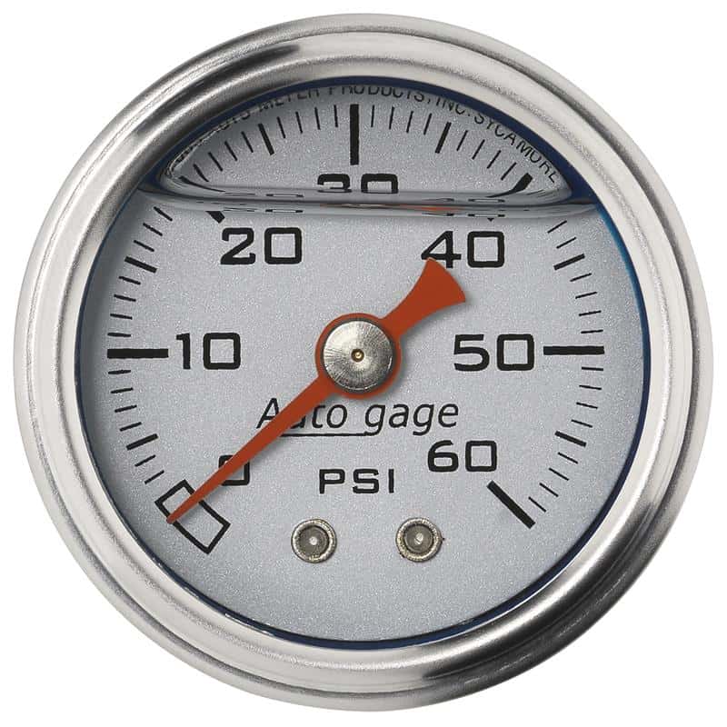 AutoMeter — Autometer AutoGage 1.5in Liquid Filled Mechanical 0-60 PSI Fuel Pressure Gauge - Silver
Ga Press 60psi Slvr - view 2