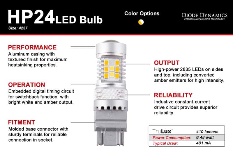 Diode Dynamics — Diode Dynamics 4257 HP24 LED Bulb - Cool - White Switchback (Single) - view 8