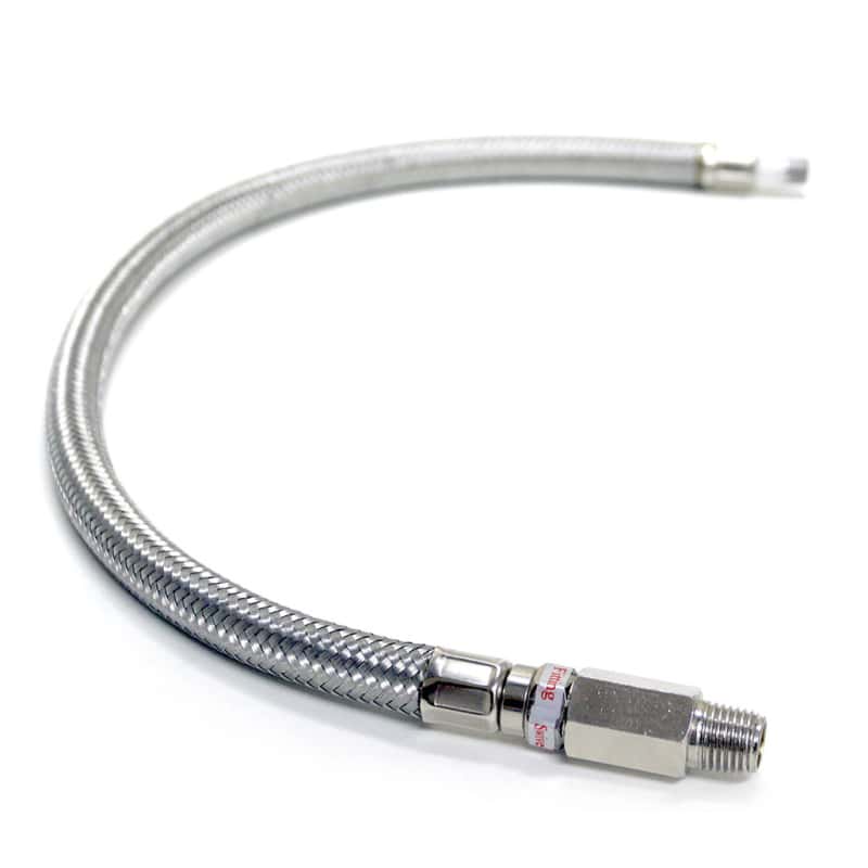 Kleinn Air Horns — Kleinn 18In Stainless Steel Braided Leader Hose w/ Check Valve-1/8In M NPT Inlet/ 1/4In M NPT Outlet
1/8"-1/4' Lead Hose - view 2