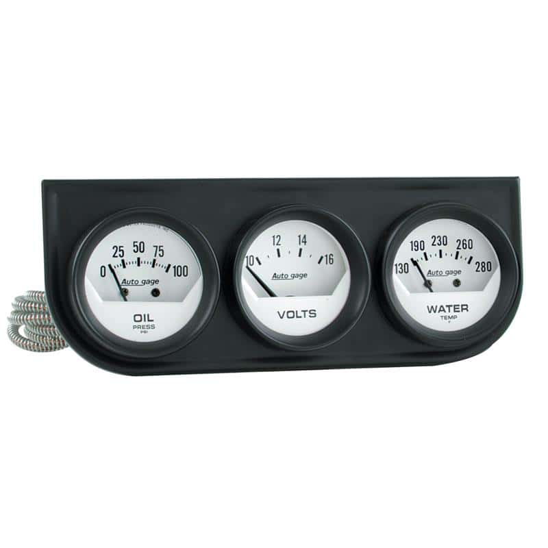 AutoMeter — Autometer AutoGage Analog Console Oil/Water Temp/Volt 2in Gauges White Dial - Black Bezel
3 GA PNL OP/WT/V AG - view 2