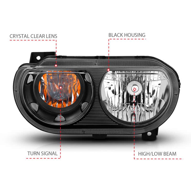 ANZO — ANZO 2008-2014 Dodge Challenger Crystal Headlights Black
Crystal Headlights
Head Light Set - view 9