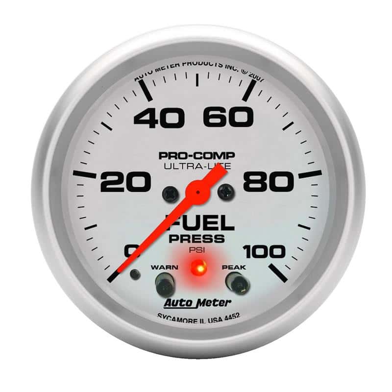 AutoMeter — Autometer Ultra-Lite 2-5/8in Full Sweep Elec 0-100 PSI Fuel Pressure w/ Peak Memory & Warning Gauge
2-5/8" FUEL PRESS, 0 - view 2