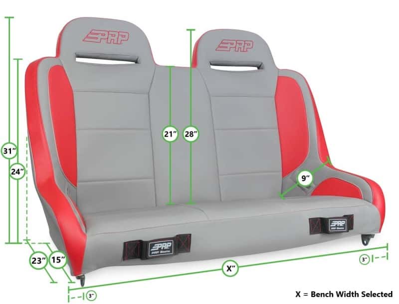 PRP Seats — PRP Jeep CJ-7/Wrangler YJ Elite Series Rear Bench- Red - view 3