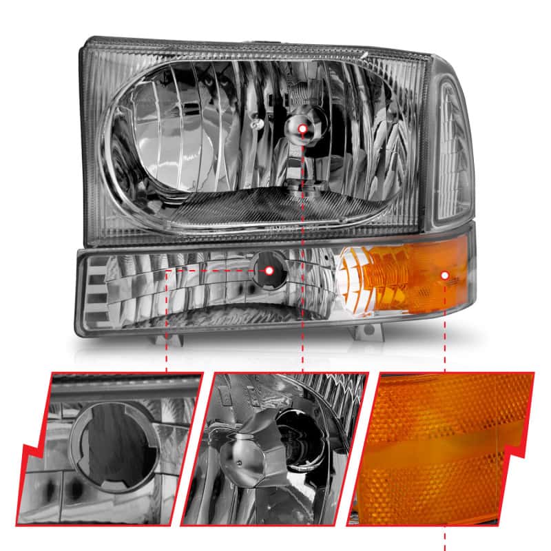 ANZO — ANZO 2000-2004 Ford Excursion Crystal Headlights Chrome w/ Corner Lights 2pc
Head Light Set
HdLtSet - view 4