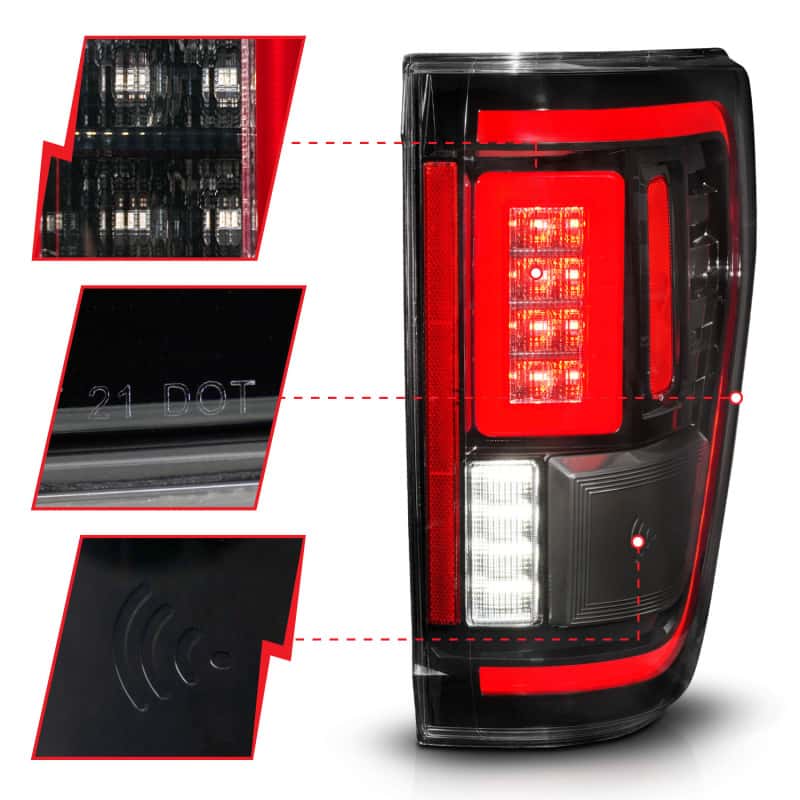 ANZO — ANZO 21-23 Ford F-150 LED Taillights Seq. Signal w/BLIS Cover - Black Housing
Tail Light Set - view 9
