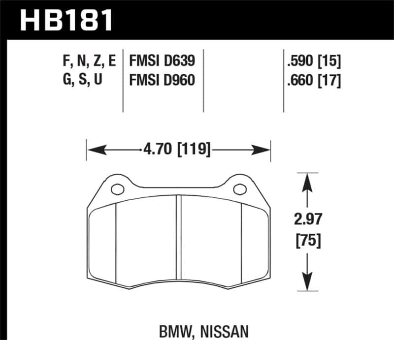 Hawk Performance — Hawk 94-97 BMW 840CI/850CI HPS Front Street Brake Pads
Disc Brake Pad - view 3