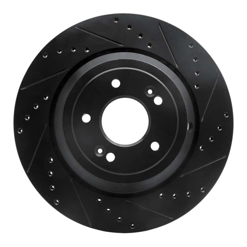 R1 Concepts — R1 17-19 Genesis G90 Rear Right Drilled & Slotted Black Brake Rotor
R1 Brake Rotor Drill - view 1
