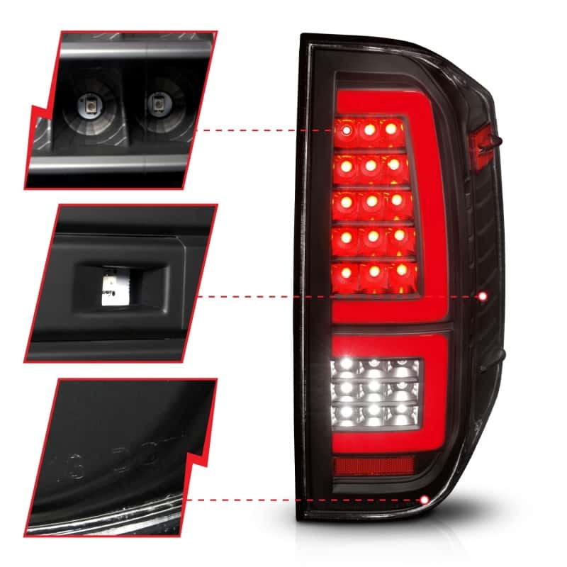 ANZO — ANZO 2014-2021 Toyota Tundra LED Taillights Black Housing/Clear Lens - view 4