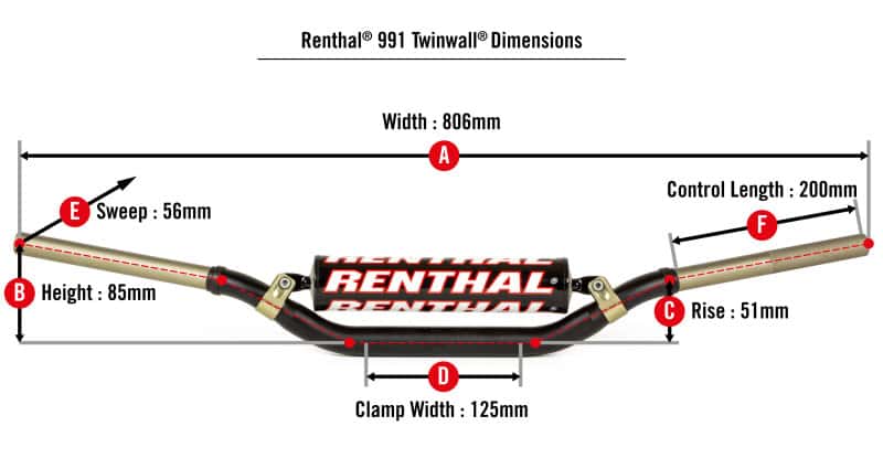 Renthal — Renthal 09-12 KTM SX/SX-F/ 06-13 Suzuki RM/RMZ/ 18-21 Yamaha YZ-F 7/8 Twinwall Handlebar - Black - view 5