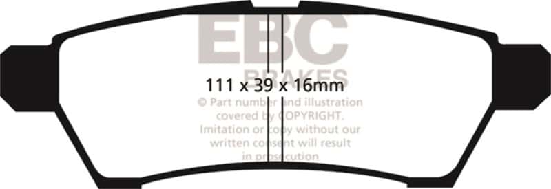 EBC — EBC 05+ Nissan Frontier 2.5 2WD Ultimax2 Rear Brake Pads
Disc Brake Pad - view 1