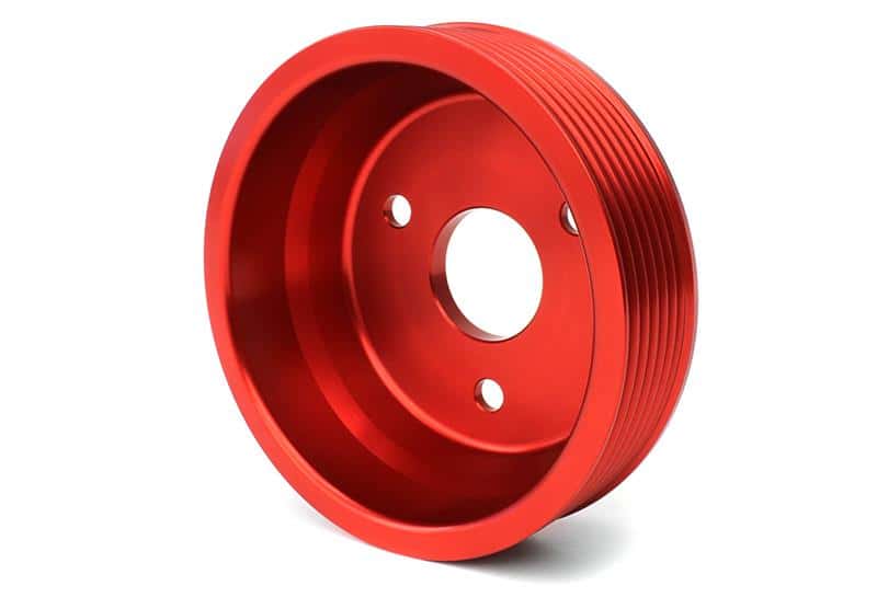 Perrin Performance — PERRIN 15-21 Subaru WRX / 18-20 Crosstrek / 14-18 FXT Lightweight Water Pump Pulley - Red - view 4