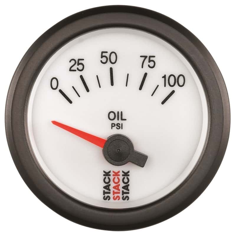 AutoMeter — Autometer Stack 52mm 0-100 PSI 1/8in NPTF Electric Oil Pressure Gauge - White
Ga OP Elec Wt 100psi - view 1