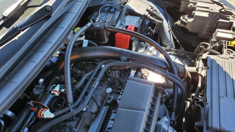 J&L — J&L 23-25 Ford Ecoboost 2.0 Oil Separator PCV Side - Black Anodized
Oil Separator - view 3
