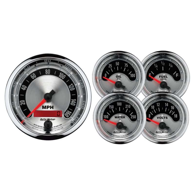 AutoMeter — Autometer American Muscle Kit Box - Elec Speedo/Elec Oil Pressure/Water Temp/Volt/Fuel Level
GA SET 5PC E SPD AM - view 2