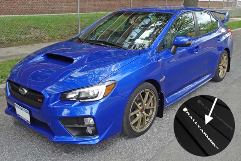 Rally Armor — Rally Armor 15-21 Subaru WRX/STI Black UR Mud Flap w/White Logo
Mud Flap - view 2