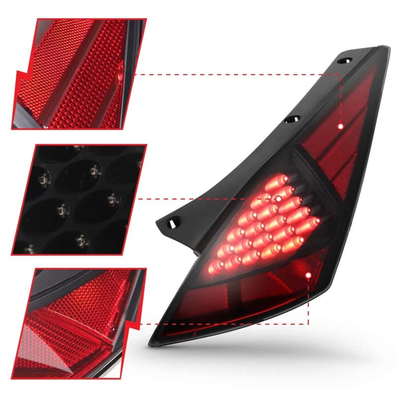 ANZO — ANZO 2003-2005 Nissan 350Z LED Taillights Smoke - view 4