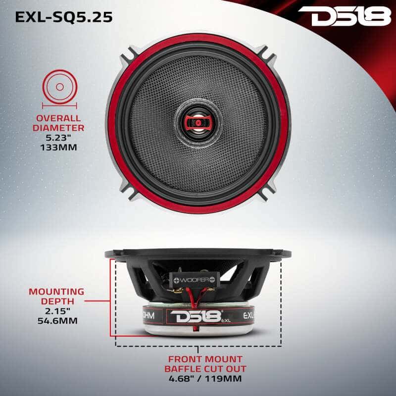 DS18 — DS18 5.25in 80 Watts RMS 3 ohm 2-Way Coaxial Speakers And Component System w/ Fiberglass Cone - view 4