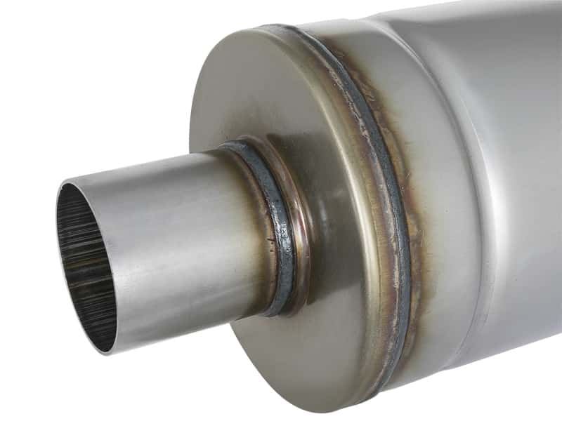 aFe — aFe MACH Force-Xp 409 SS Muffler 2.5in Center/Center 18in L x 6in Dia - Round Body
Stainless Muffler - view 4