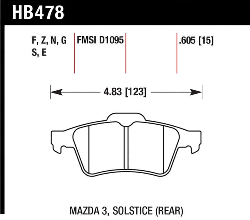 Hawk Performance — Hawk 13-14 Ford Focus ST / Mazda/ Volvo Performance Ceramic Street Rear Brake Pads
Disc Brake Pad - view 1