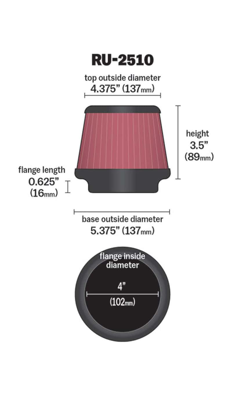 K&N Engineering — K&N Universal 4 Inch Filter
Universal Clamp-On A
Clamp-on Air Filter - view 3