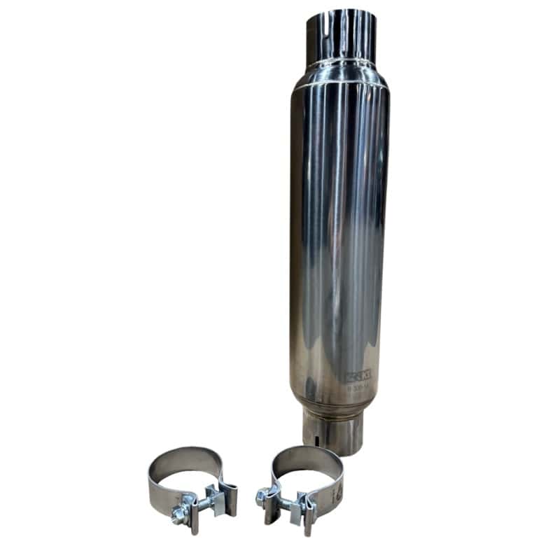 Kooks Headers — Kooks 3in. Round Clamp In Muffler 14in. Long Polished Stainless Steel
3in. Round Muffler
3" Round Muffler - view 2