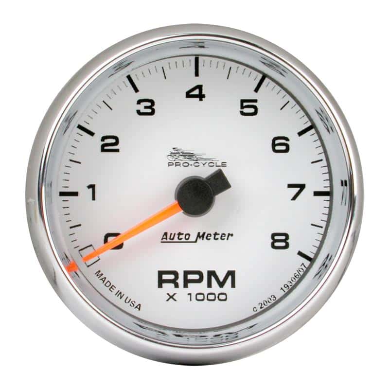AutoMeter — Autometer Pro-Cycle Gauge Tach 2 5/8in 8K Rpm 2&4 Cylinder White
3.4" 8KRPM WHT PC - view 2