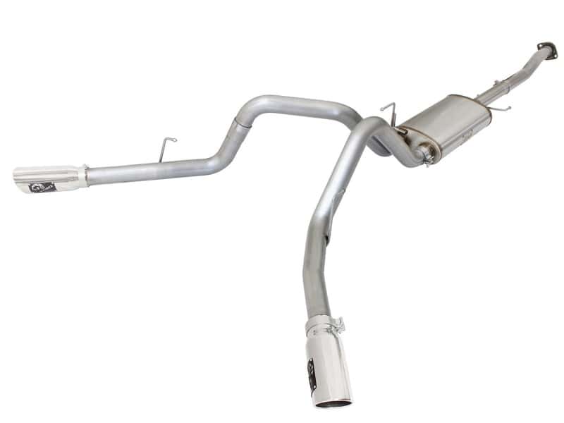 aFe — aFe MACHForce XP Exhaust 3in SS Dual Side Ext CB w/ Polished Tips 2015 Ford F150 5.0L V8 CC/SB EC/LB
Cat-Back Exhaust - view 1