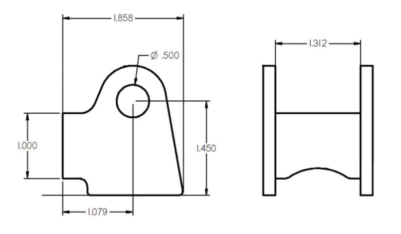 Ridetech — Ridetech Shock Bracket for 1.5in Bridge
Shock Bracket 1.5" t - view 2