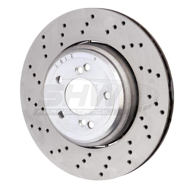 SHW Performance — SHW 08-13 BMW M3 4.0L Left Rear Cross-Drilled Lightweight Brake Rotor (34212283803) - view 2