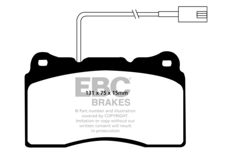EBC — EBC 2014-2016 Maserati Ghibli 3.0L Twin Turbo (330) Yellowstuff Front Brake Pads
Disc Brake Pad - view 1