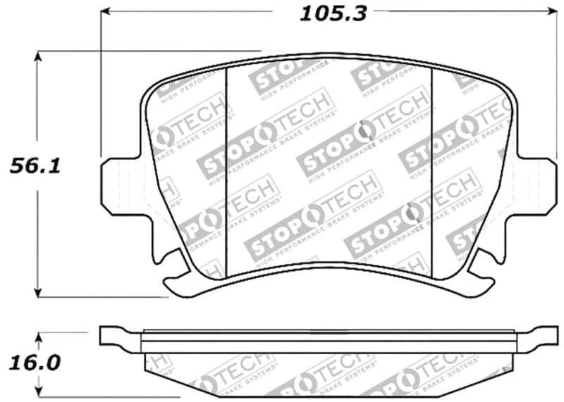 Stoptech — StopTech Performance 06-09 Audi A3 / 05-09 Audi A4/A6 / 08-09 Audi TT / 06-09 VW GTI / 06-09 Jetta
Sprt Brk Pad W/Hdwr - view 2