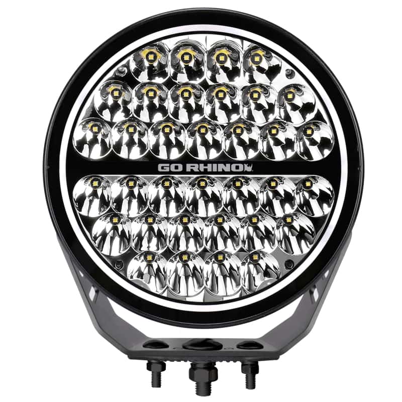 Go Rhino — Go Rhino Xplor Blackout Series Round Single LED Spot Light Kit w/DRL (Surface Mount) 9in. - Blk
BLK-9"LightKit W/DRL - view 1