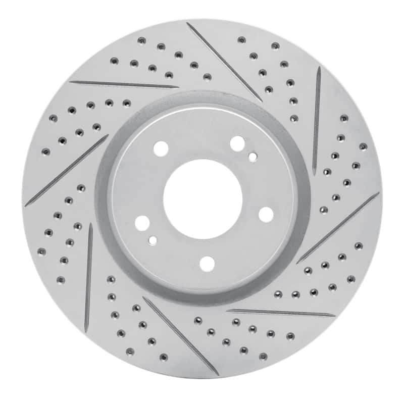 R1 Concepts — R1 03-06 Mitsubishi Lancer Front Right Drilled & Slotted Geo-Carbon Rotor - view 1